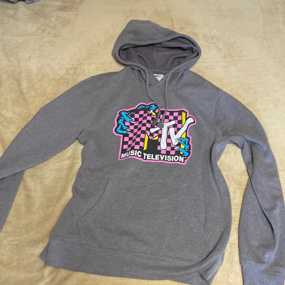 Mens Grey MTV Pullover Hoodie